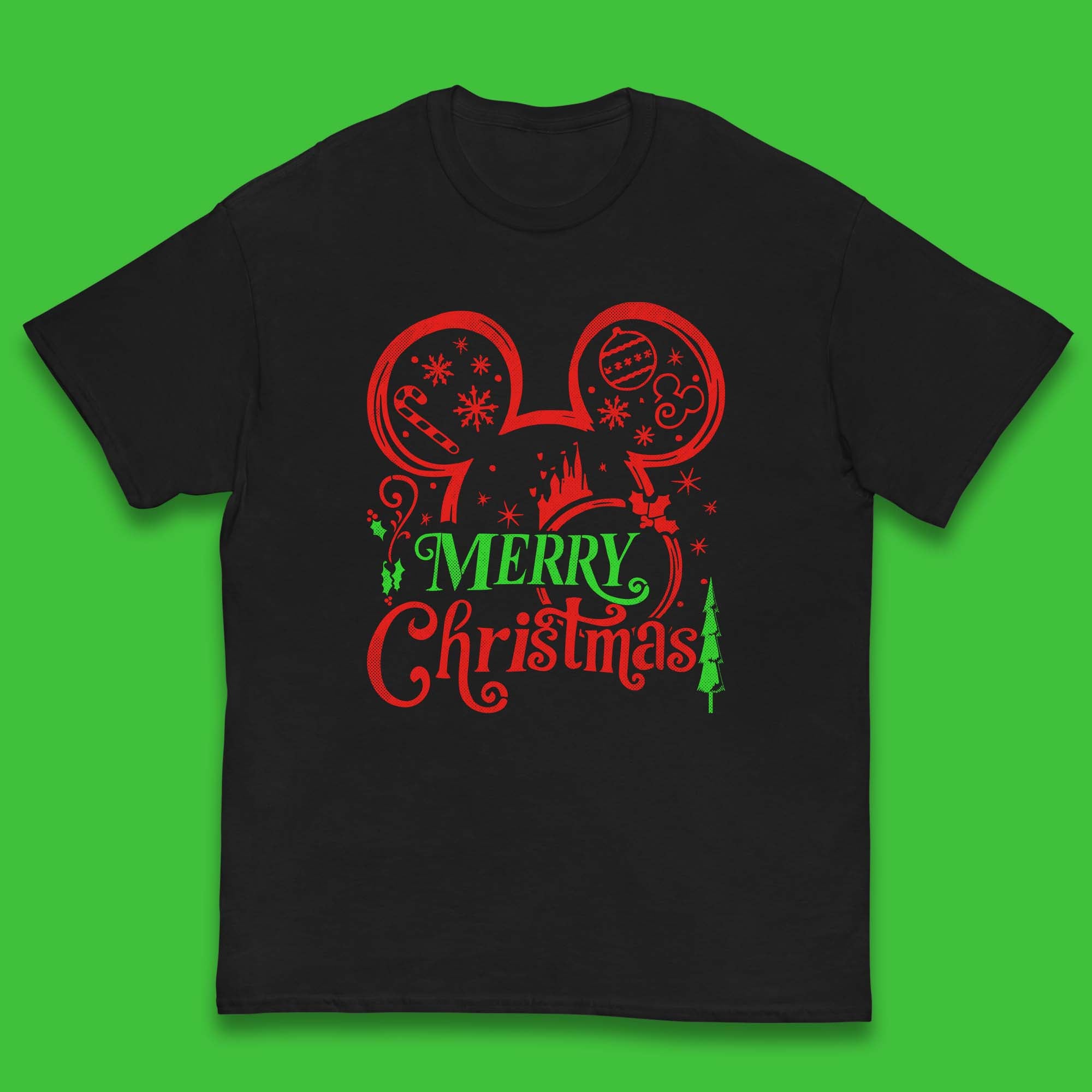 Merry Christmas Disney Mickey Mouse Head Kids T Shirt 100