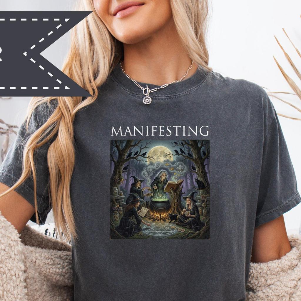 Manifesting Gothic TShirt, Comfort Colors® Humor Tee, Witchy Manifesting Graphic Shirt, Gothic Work Humor