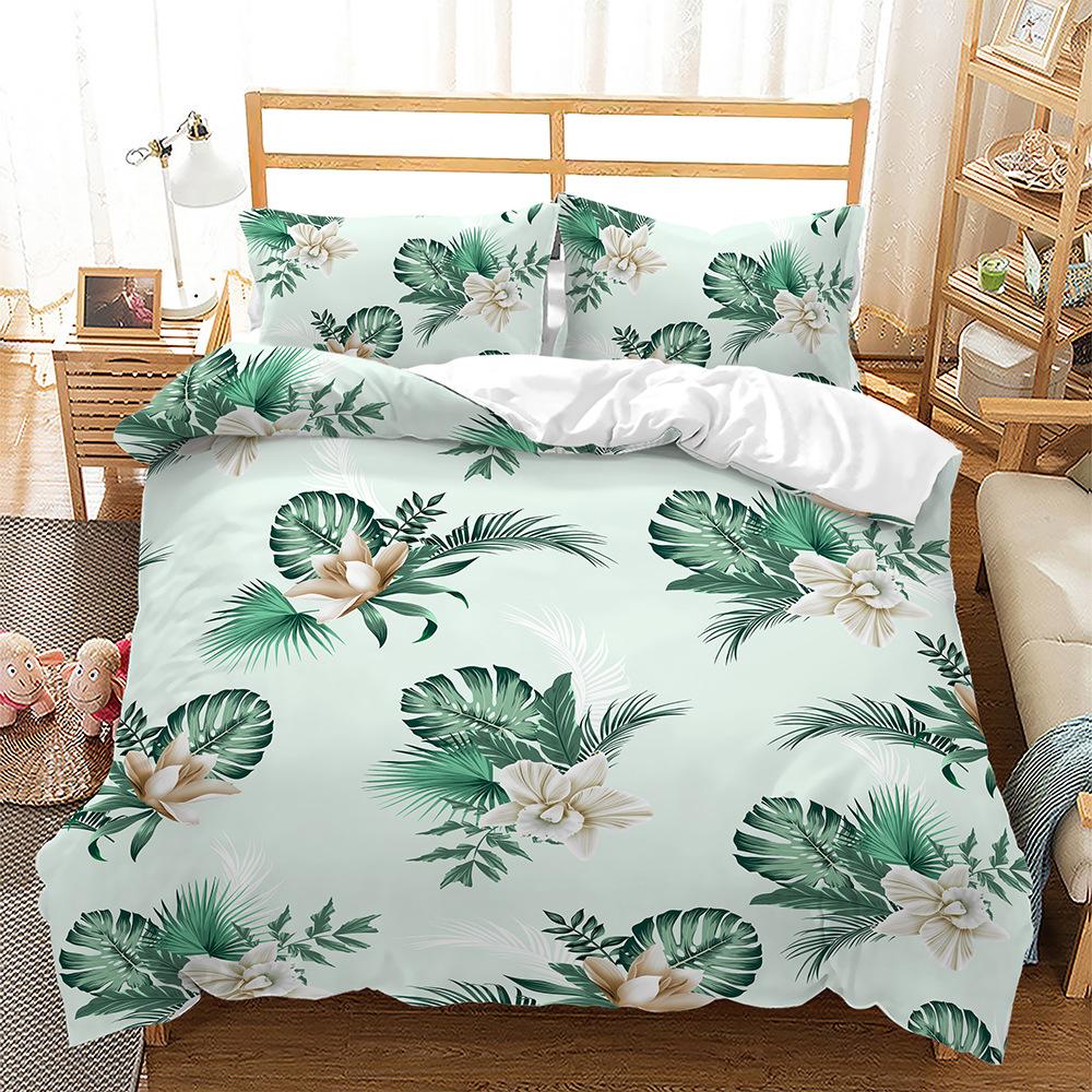 Four-leaf Clover Duvet Cover Set Green Leaves with Good Luck Polyester Comforter Cover for Kids Boy Girl Bedding Set King Size
