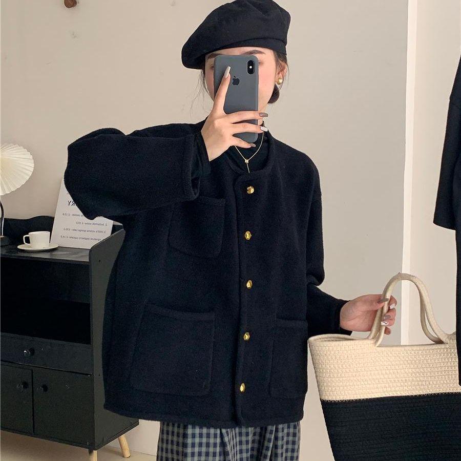 Women s French Light Luxury Slimming Wool Jacket - Double-Sided, Anti-Pilling, Spring/Autumn S