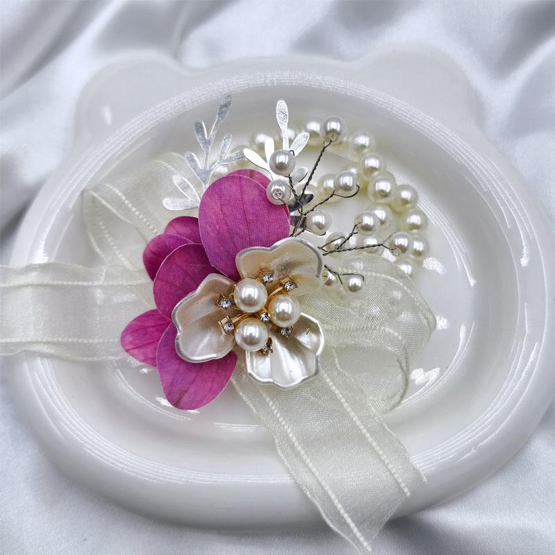 1Pc Pearl High-end Feel Mesh Sweet Plastic Wedding Decorations Simulation Wrist Corsage Petal