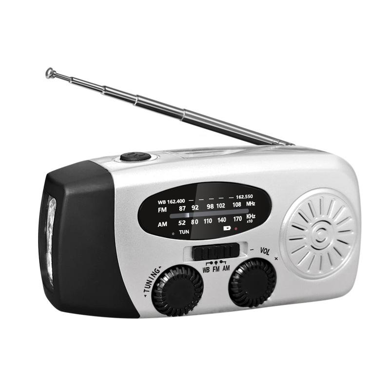 

Emergency Survival Solar Mini Portable Radio Hand Crank Dynamo Flashlight, Smartphone Charger, Reading LED Lamp Radio білий