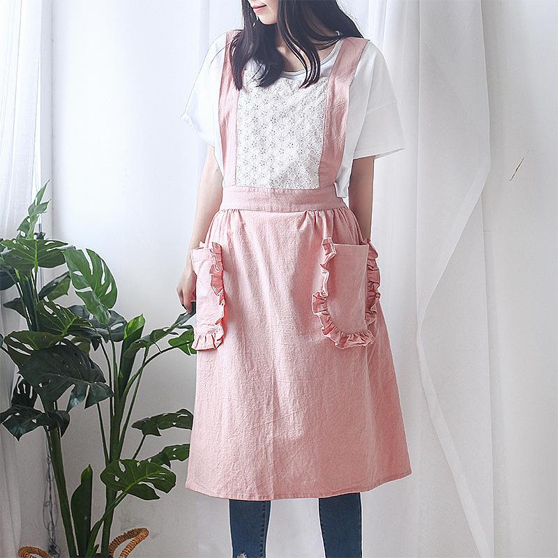 Cotton Linen Apron for Women Men BBQ Bib Chefer Kitchen Apron Barber Coffee Cooking Restaurant