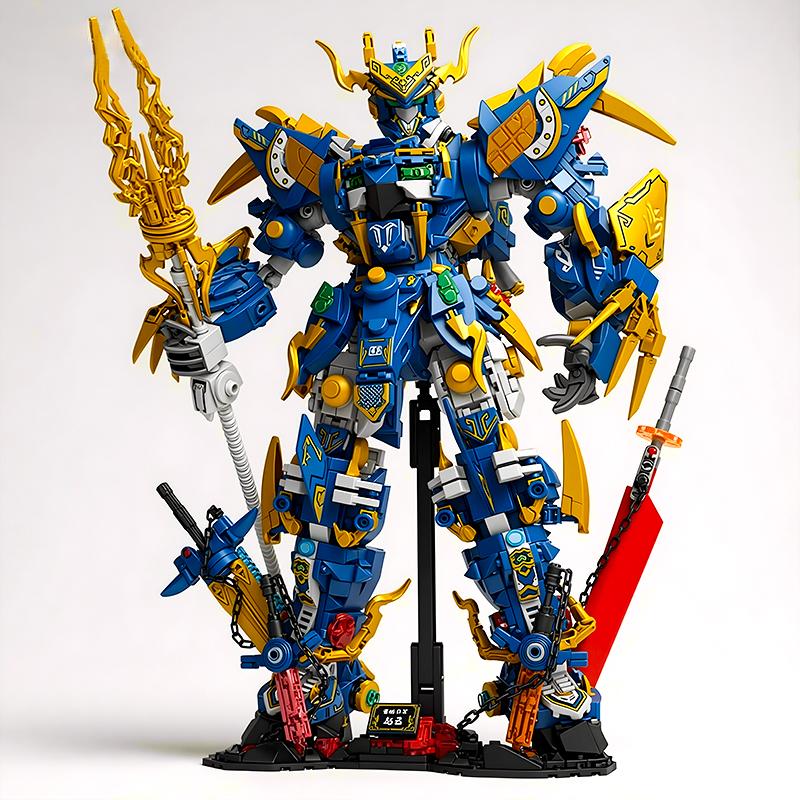 Giant Superhero Mecha Building Blocks Blue Dragon Robot Building Blocks Children Assembly Toy Christmas Holiday Gift