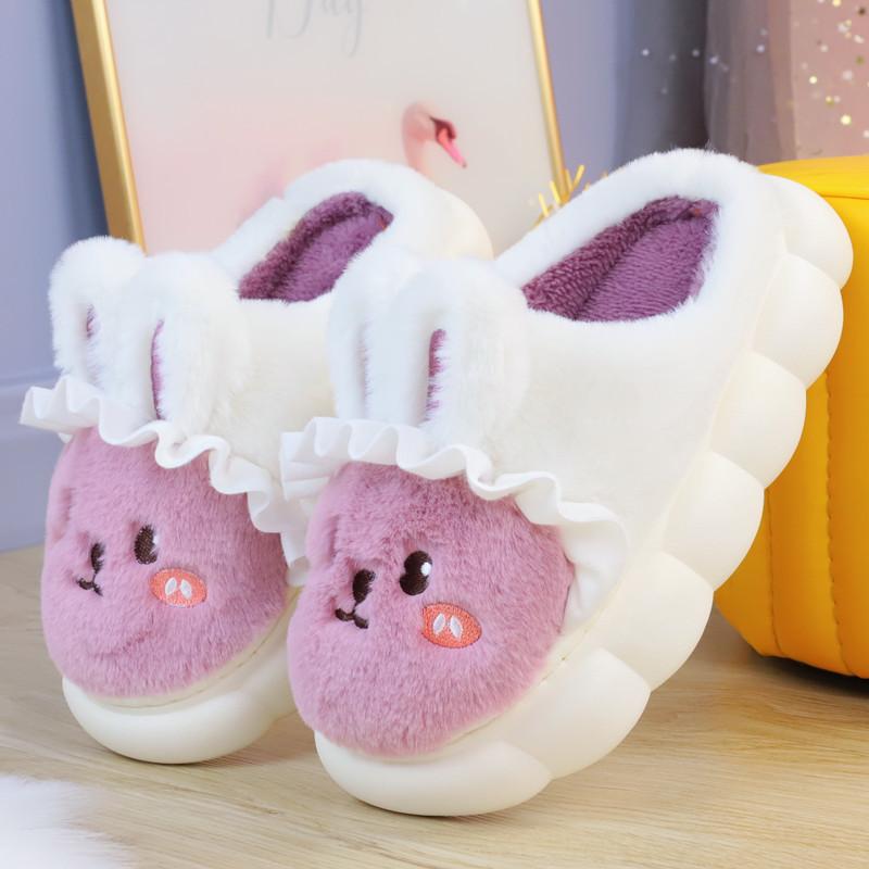 Fashion White Rabbit Hare Slippers Women's Cute Animal Platform Home Mules Shoes Girls Bedroom Plush Slides Slipper Ears Indoor Shoes
