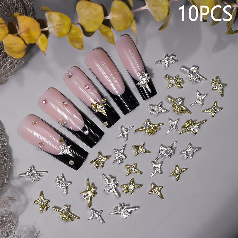10 st 3D-legering Asterism Nagelhängen Dekorationer Stjärntillbehör Glitter Nageldelar Nagelkonst Material Tillbehör