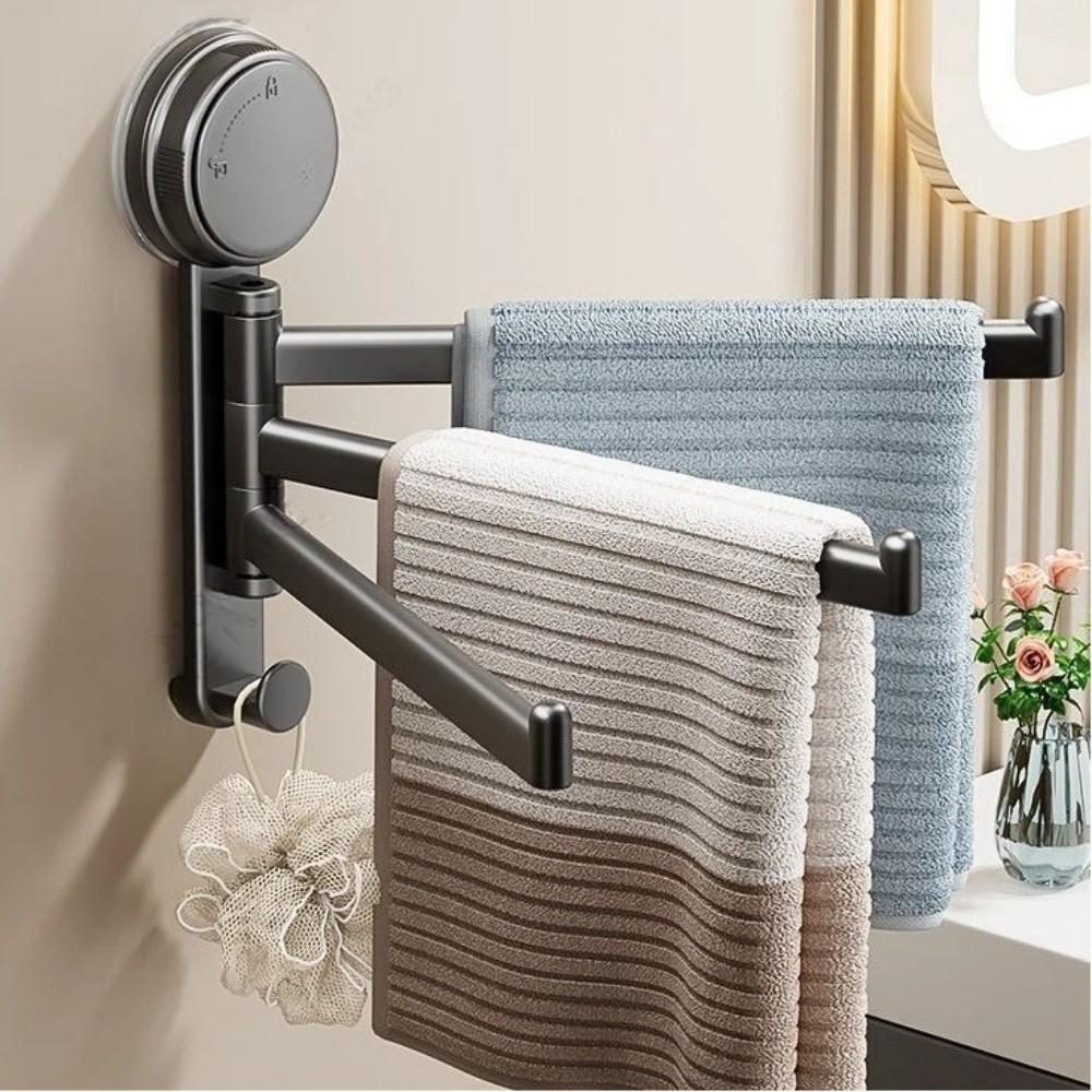 3-Bar Towel Rack No Need To Drill Bath Towel Rack Quality Rotating Towel Hanger  Kitchen