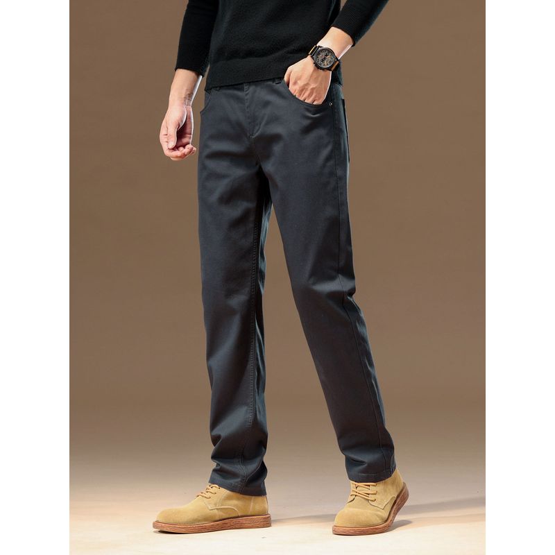 High-End Pure Cotton Casual Pants for Men, Spring and Autumn New Trendy Loose Straight-Leg Business Elastic Long Pants