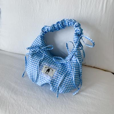Niche Design Plaid Temperament Shoulder Armpit Bag Small Fresh Plaid Fashion Bow Handbag