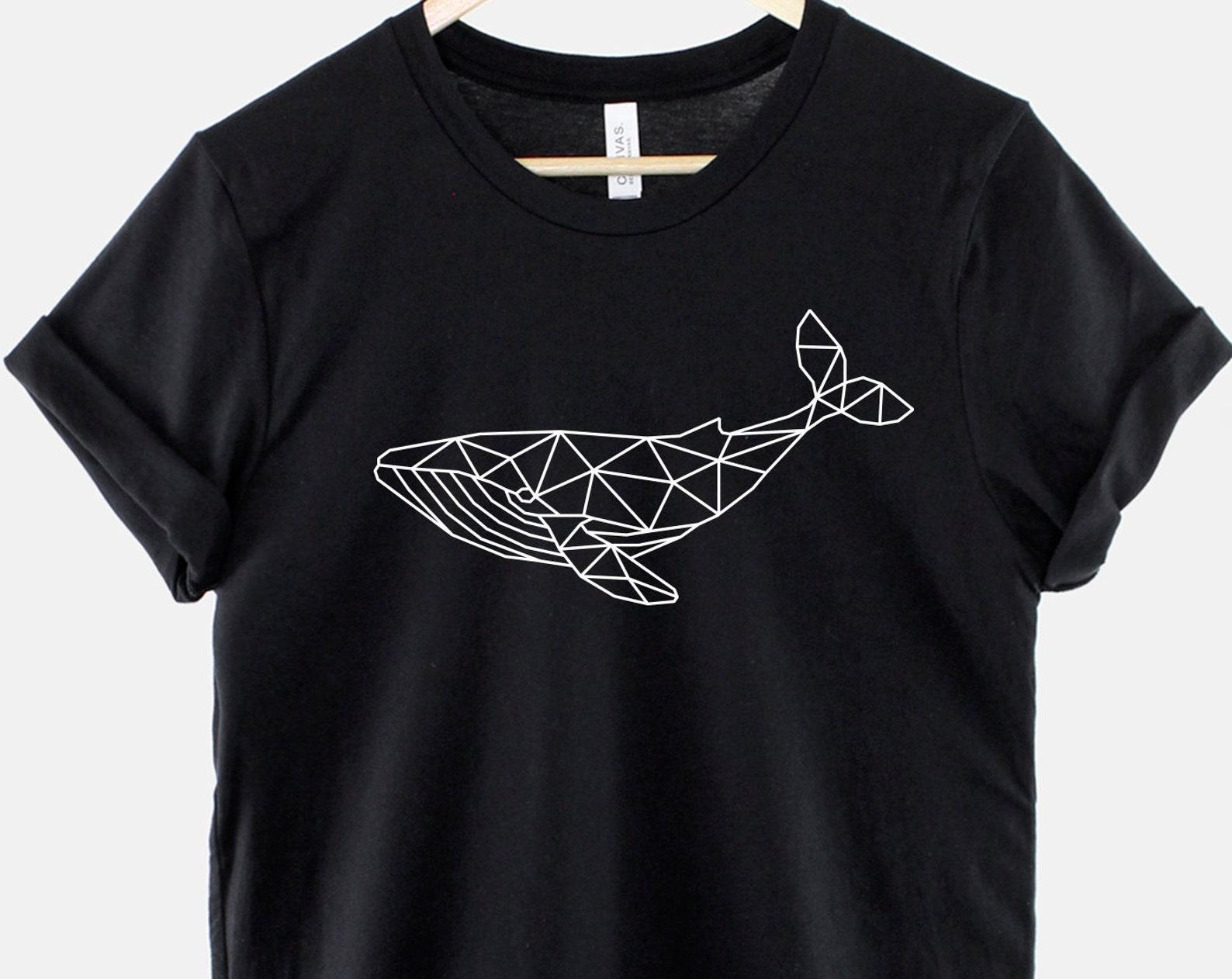 Geometric Whale Shirt, Humpback Whale T Shirt, Nautical Ocean Graphic Tee, Gift for Marine Life Lover S