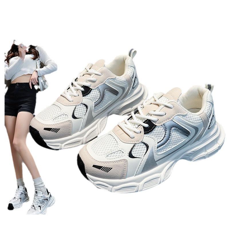 Mesh Breathable Dad Shoes Women's 2025 Spring and Summer New Thick-soled Heightening Running Shock Absorption Lightweight Casual Sports Shoes