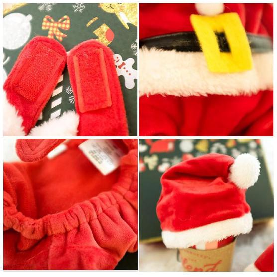 Pet Dogs Clothes Small Pet Festival Costume with Santa Claus Hat Doggy Winter Warm Clothes Outfit Photo Props Suit