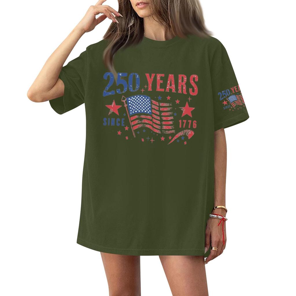 Γυναικείο Κοντομάνικο T-shirt Τοπ με Στρογγυλή Λαιμόκοψη και Σχέδιο