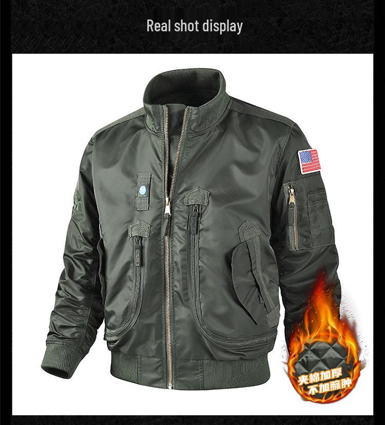 Men's MA-1 Loose Fit Windproof Stand Collar Baseball Jacket - Thickened Winter Outerwear