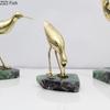 Golden Brass Bird Crafts Marble Base Creative Ornaments Desk Decoration Gold-plated Bird Artwork Statue Room Aesthetic Decor
