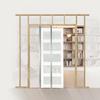 Sliding Pocket Door, 765 x 2035 mm, 5-Lite Frosted Glass Single Sliding Door with Hardware Kit, Sturdy Solid Wood & MDF Pocket Doors Slab with