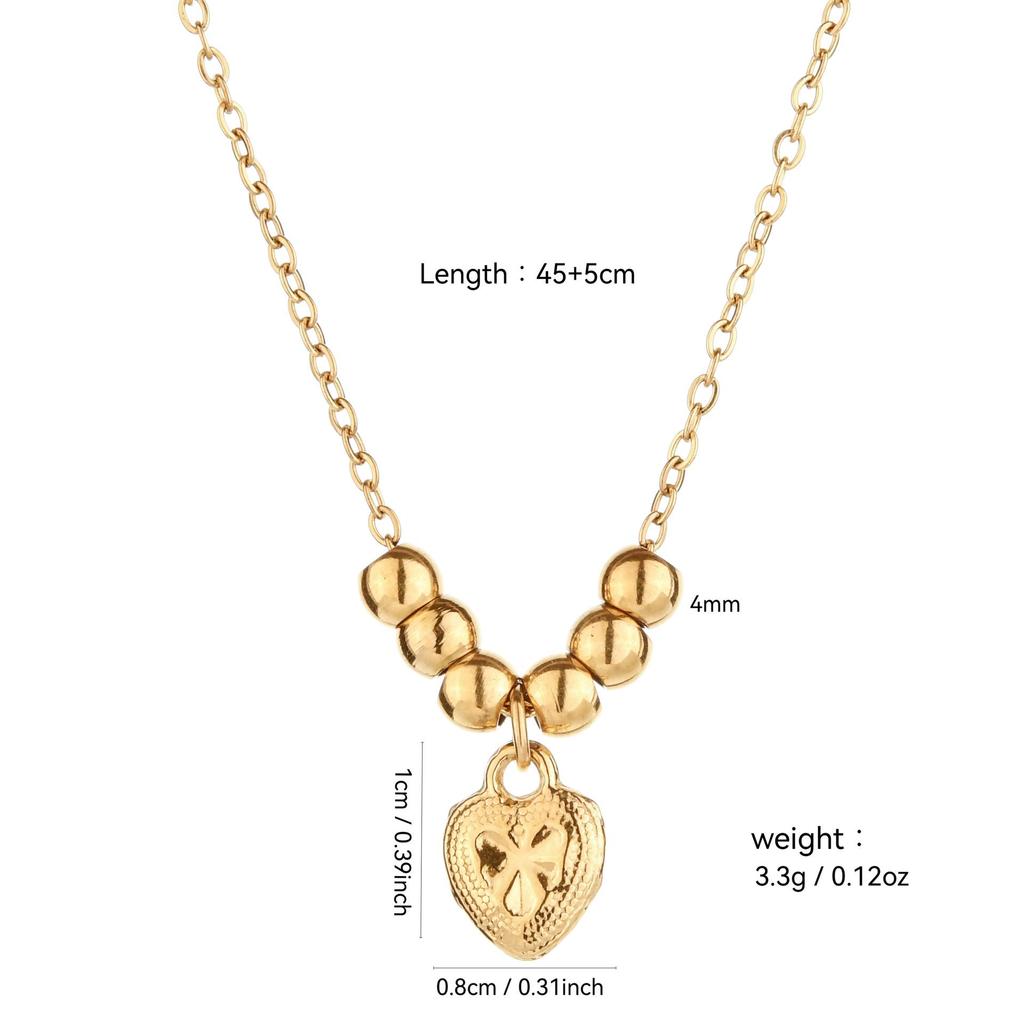 18K Gold Heart Necklace: Japanese & Korean Style, Stainless Steel, Versatile Clavicle Chain for Women