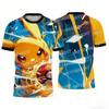 2026 New Ash Ketchum Pikachu Pokemon T-Shirts Anime Short Sleeve Tees Unisex Couple Tops Summer Streetwear for Kids Adults Sport