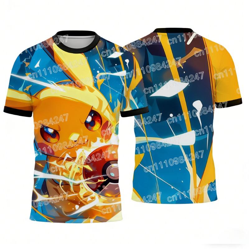 2026 New Ash Ketchum Pikachu Pokemon T-Shirts Anime Short Sleeve Tees Unisex Couple Tops Summer Streetwear for Kids Adults Sport