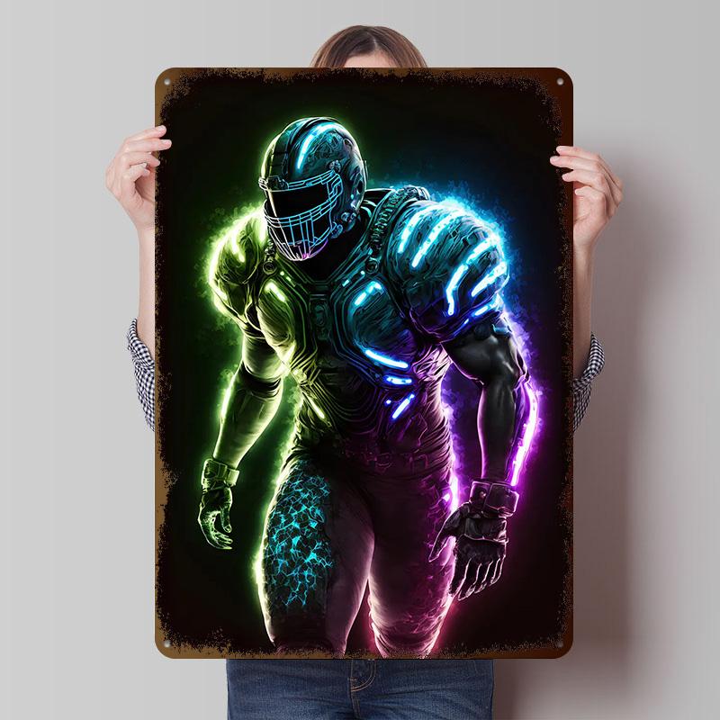 Football Player Metal Poster Customized Wall Art Retro Vintage Tinplate Signs for Man Cave Decoration Home Decor Accessories