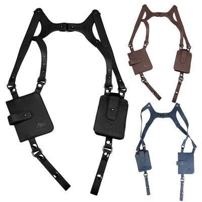 PU Leather Double Shoulder Bag Anti-Theft Hidden Underarm Strap Wallet Phone Holster Leisure Pouch for Sport Vest Outdoor Travel