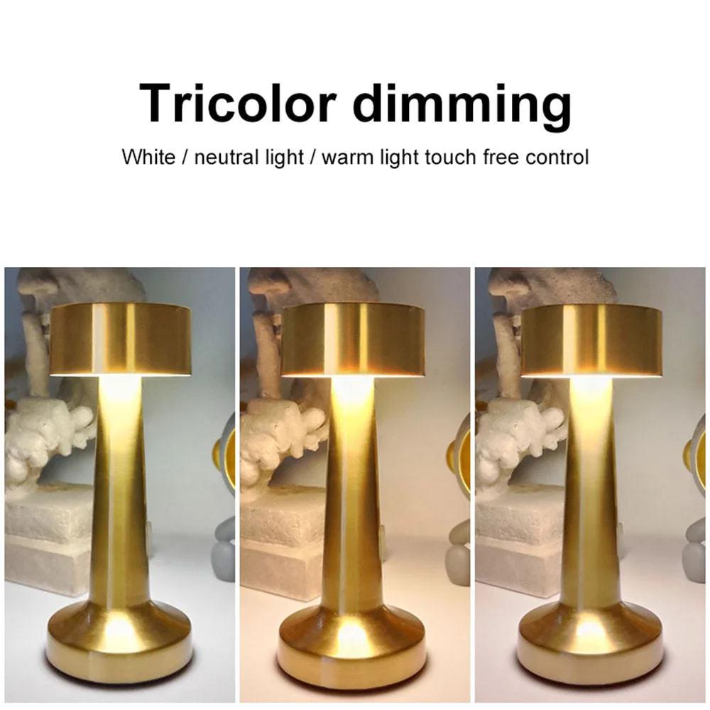 Retro Metal Barbell Desk Lamp - Touch-Control, Dimmable, Three-Color Light for Creative Spaces