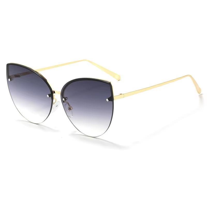 Xiaomi Gafas de sol para mujer sin montura estilo ojo de gato, montura fina dorada, UV400, ligeras, estilo retro Y2K, con almohadillas antideslizantes para uso diario