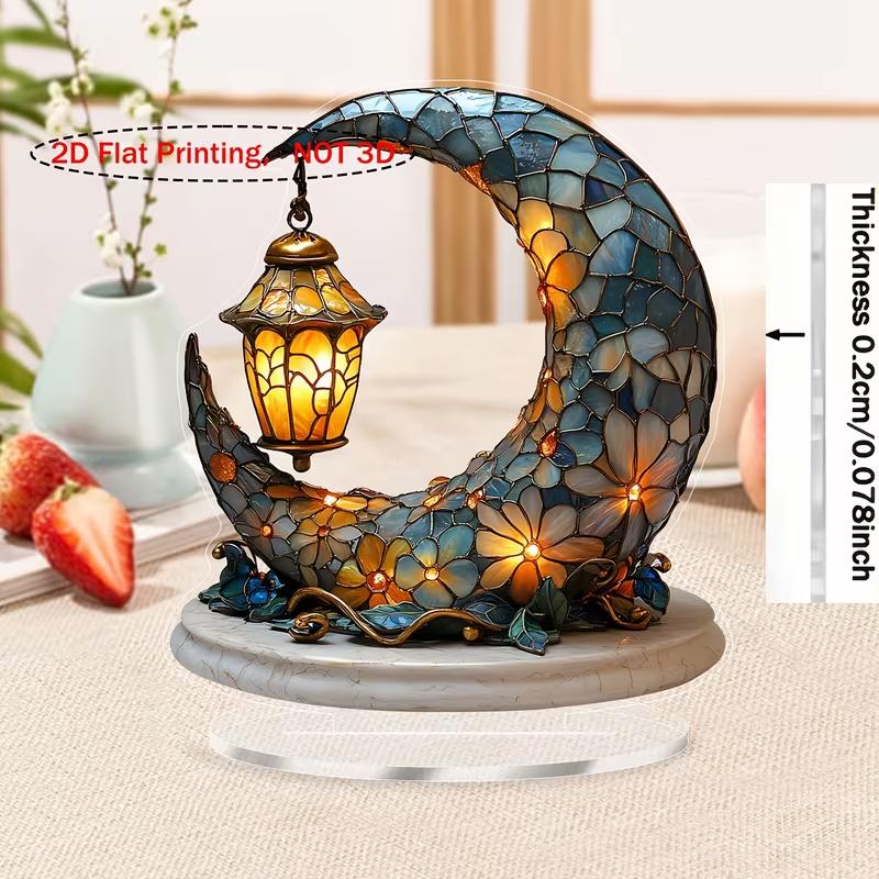 Eid Al Fitr Crescent Lantern Desktop Decoration Multi-Purpose Holiday Gift for Home Office Bedroom
