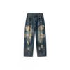 Vintage Distressed Wide Leg Jeans Men Retro Washed Straight Denim Pants Teens