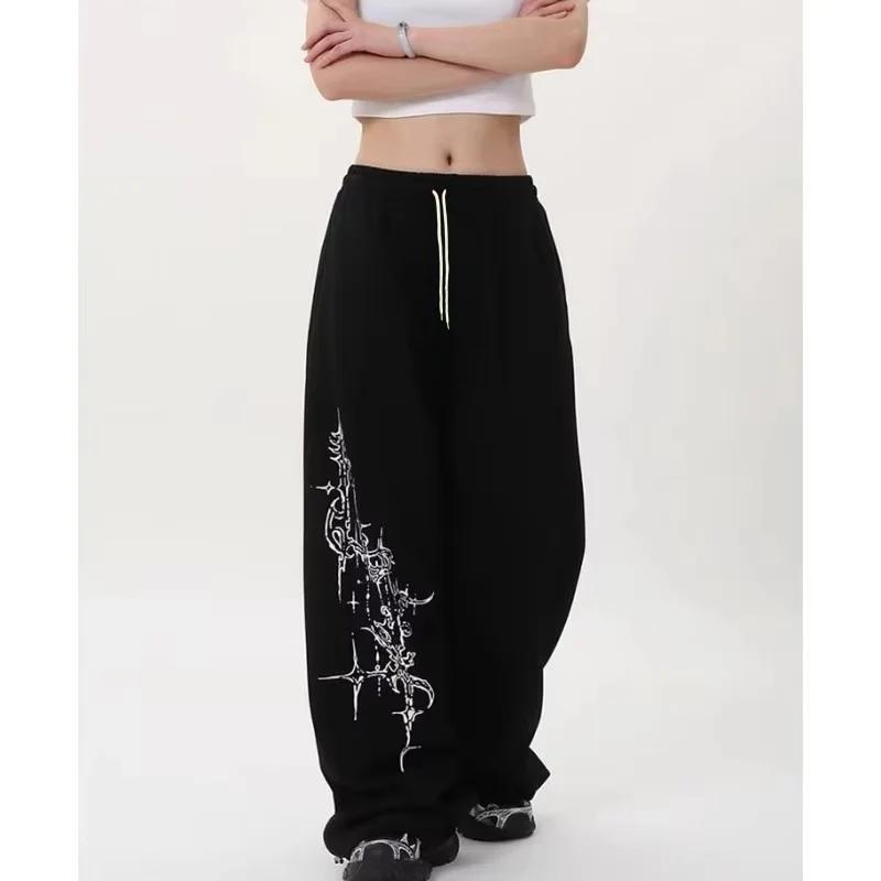 Trendy Street Dance Jazz Dance Pants Loose Hiphop Sweatpants for Women Retro Style Loose Fit S