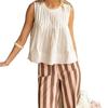 European and American women's clothing summer French pure cotton sleeveless vest shirt women's round neck loose A-shaped doll shirt