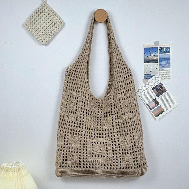 Basit Tığ İşi Tote Çantalar Moda Oyuk Örgü Kadın Çantaları Günlük Kadın Omuz Çantaları Bayan Alışveriş Üst Saplı