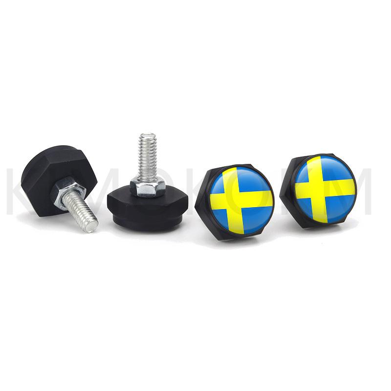 

4pcs/set Car USA Italy Germany British Flag Metal Screws License Plate Bolts Auto Universal Car Accessories For VW BMW