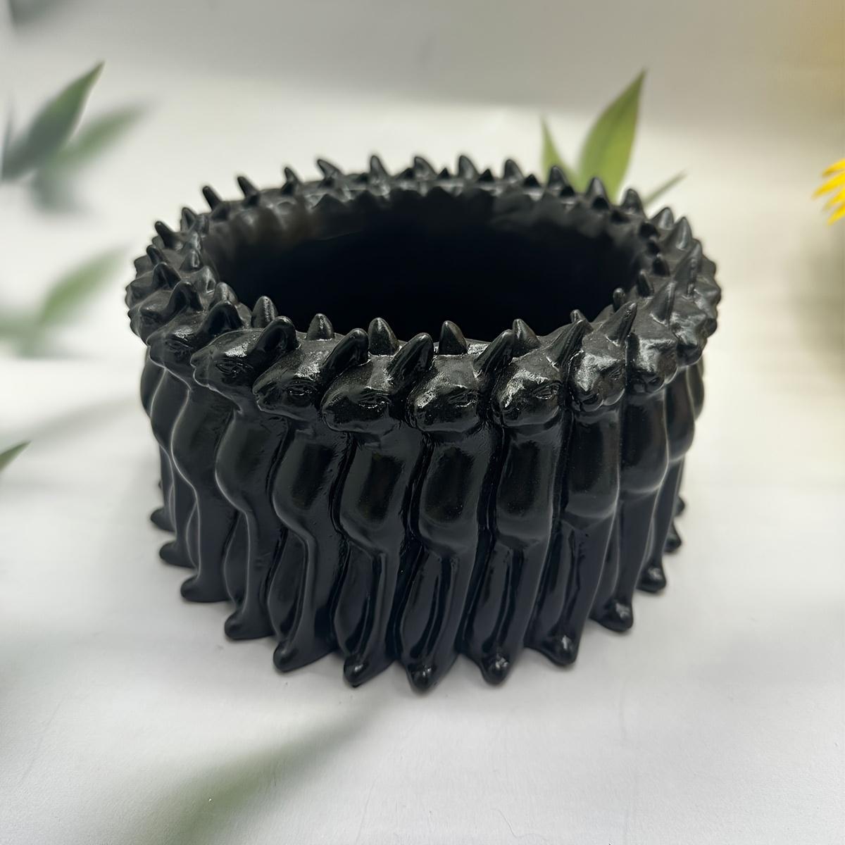 

3D Multi Face Cats Resin Pots for Plants Creative Garden Flowerpot with Drainage Outlet Courtyard Decor Plant Pot Ornament Decor чорний