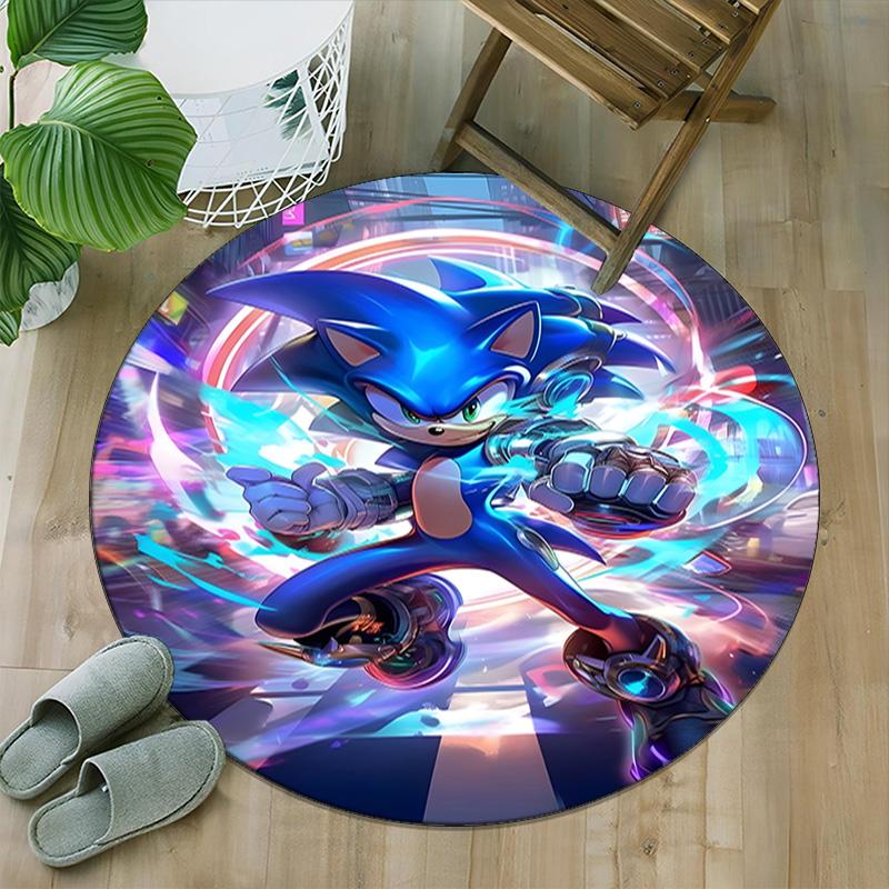 1pc Sonic1 Print Round Carpet Chair Round Carpet Suitable for Bedroom Living Room Home Decorative Carpet