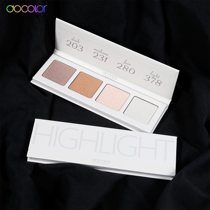 Docolor 4 farby Paletka očných tieňov Rozjasňovač Trblietavé trblietky Prášok očných tieňov Matná trblietavá paletka očných tieňov Kozmetická paletka na líčenie