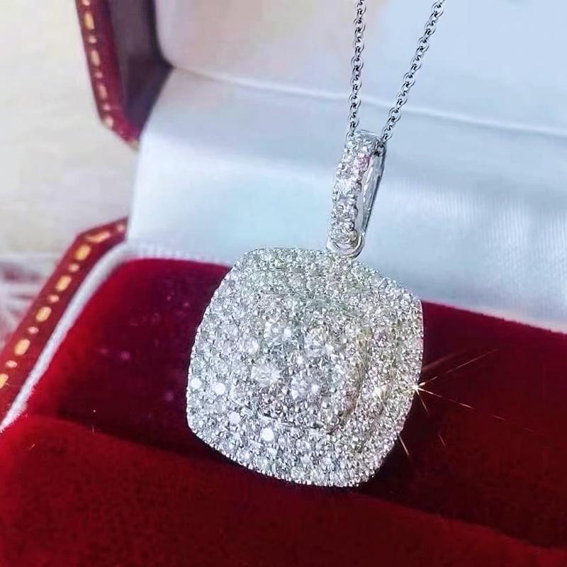 

Huitan Hot Full Bling Iced Out Pendant Necklace for Women Shiny Cubic Zirconia Delicate Female Engagement Wedding Trendy Jewelry 42cm 5cm