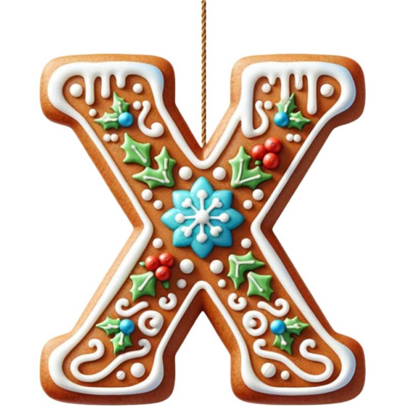 26 Letter Acrylic 2D Flat Christmas Letter Pendant Christmas Tree Hanging Pendent Ornament Keychain Holiday Party Decor Supplie