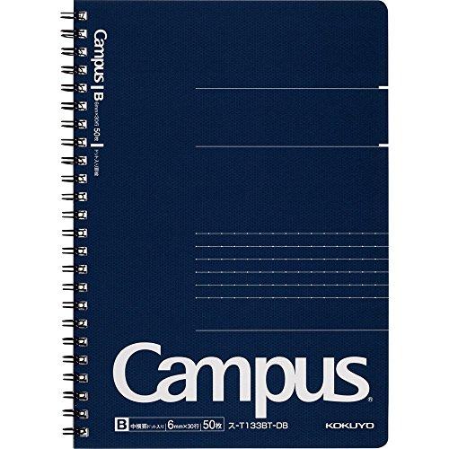 

KOKUYO Блокнот Campus Twin Ring, деловой тип, точка B 6 мм в линейку, A5, 50 листов, 30 строк, темно-синяя обложка, импорт из Японии (SU-T133BT-DB)