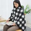 140*100cm Warm Flannel Blanket Shawl Thicken Wearable Scarf Women Retro Stripe Warm Shawl  Winter