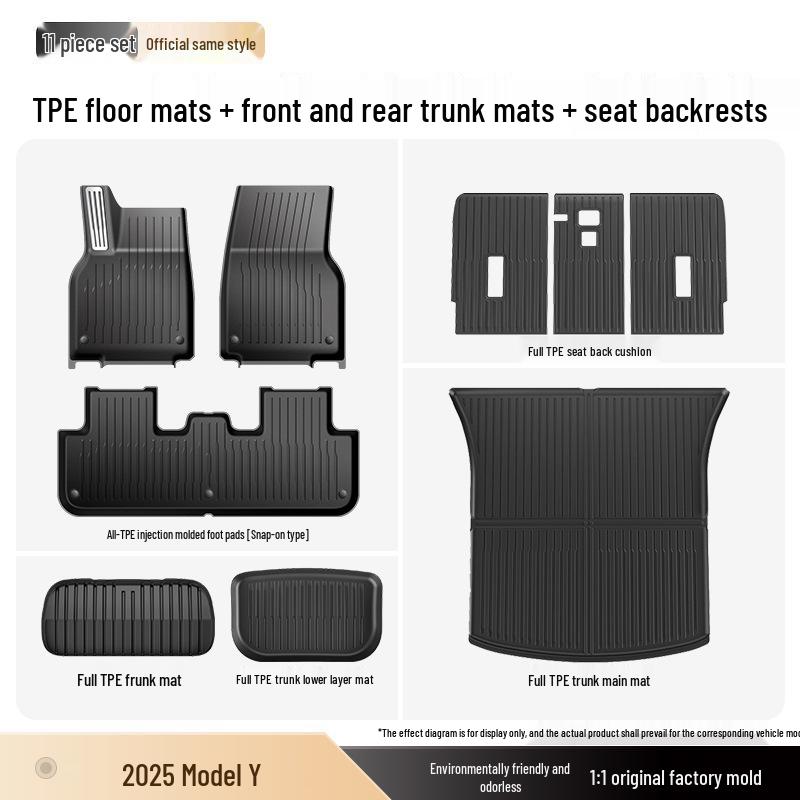 Custom-Fit TPE Floor Mats for Refreshed Tesla Model Y (Applicable to 25 Models) with Pedals