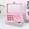 New 1PC Velvet Carrying Case With Cover Jewelry Ring Display Box Tray Holder Storage Box Earrings Ring Bracelet Organizer
