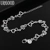 925 Sterling Silver Double Heart Bracelet Gift Wedding Jewelry