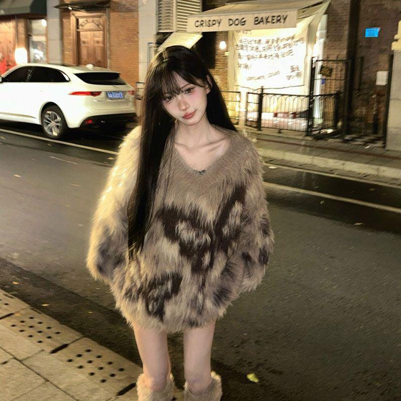 High-End Oberbekleidung Pullover Nerzpullover für Damen Herbst und Winter Lässiger Stil Mittellanges Design Strickpullover Top