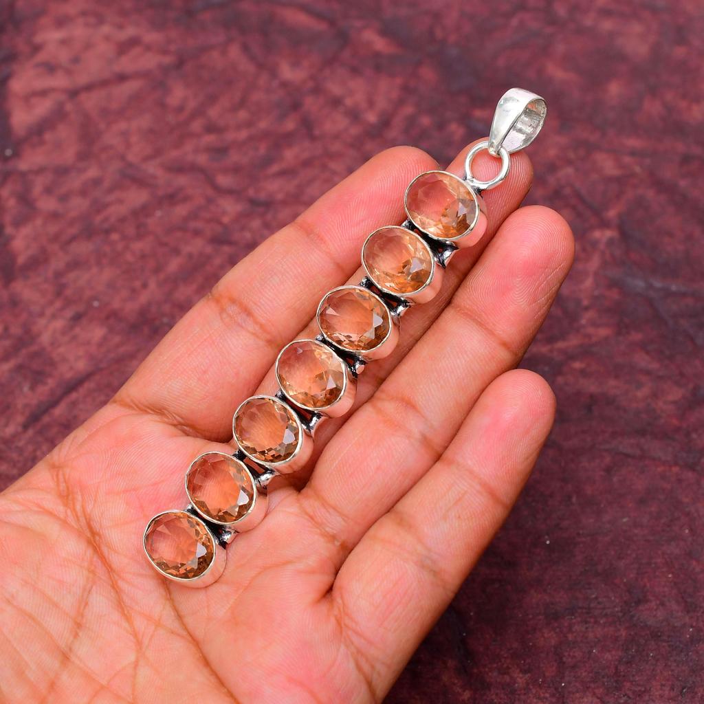Awesome Morganite Gemstone Pendant: 925 Sterling Silver Handmade Pendant Necklace Jewelry