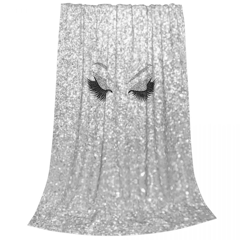 Cute Closed Eyes Plush Blanket Cartoon Beauty Eyelash Funny Throw Blanket Flannel Warm Soft for Home Hotel Sofa 125*100cm