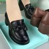 Coarse Heel Bow Platform Small Leather Shoes Autumn New Versatile One-pedal Casual Single Shoes
