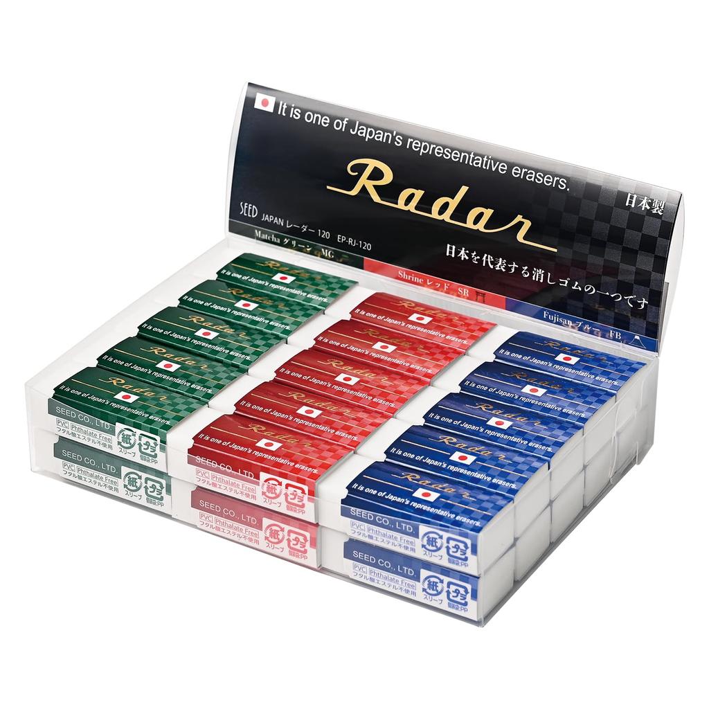 SEED Eraser JAPAN Radar 120 3 Color Assortment 30 Pieces EP-RJ-120
