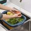 Raised Base Foldable Fruit Vegetable Washing Basket Double Layer Sink Strainer Colander  Tableware