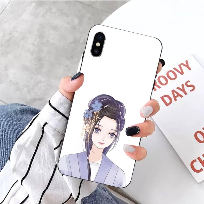 Hand Drawn Beautiful Characterss Phone Case For IPhone 14 13 12 11 XS X 8 7 6 Plus Mini Pro Max SE 2022 Soft Black Phone Cover